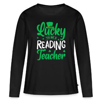 Kobold hat das Glück, ein Leselehrer zu sein - Frauen Premium Bio Langarmshirt - Schwarz - Vorne - Julia (174cm)