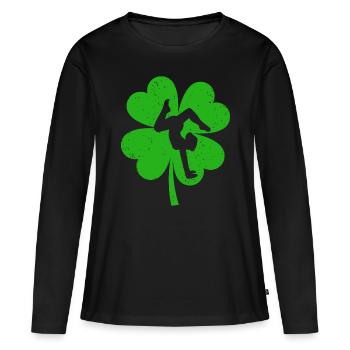 Gymnaste Saint-Patrick Trèfle irlandais - T-shirt manches longues Premium bio Femme - noir - Devant - Julia (174cm)