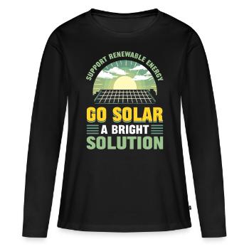 Soutenez l’énergie renouvelable Go Solar - T-shirt manches longues Premium bio Femme - noir - Devant - Julia (174cm)