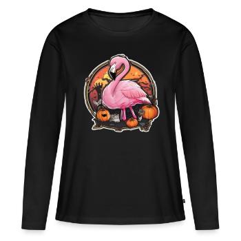 Flamingo Pink Flamingo Flamingo Halloween - Frauen Premium Bio Langarmshirt - Schwarz - Vorne - Julia (174cm)