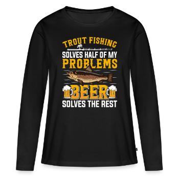Funny Fishing Men Women - Frauen Premium Bio Langarmshirt - Schwarz - Vorne - Julia (174cm)