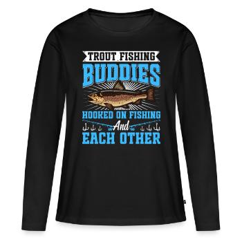 Funny Fishing Men Women - Frauen Premium Bio Langarmshirt - Schwarz - Vorne - Julia (174cm)
