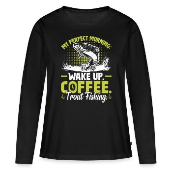 Funny Fishing Men Women - Frauen Premium Bio Langarmshirt - Schwarz - Vorne - Julia (174cm)