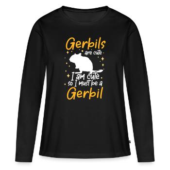 Je suis un rongeur gerbille Gerbille - T-shirt manches longues Premium bio Femme - noir - Devant - Julia (174cm)
