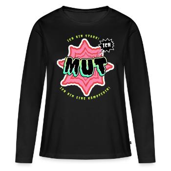 Kämpferin - Mut - Ich bin stark - Frauen Premium Bio Langarmshirt - Schwarz - Vorne - Julia (174cm)