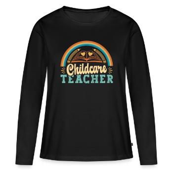Éducatrice en garderie Enseignante en garde d’enfants Garde d’enfants - T-shirt manches longues Premium bio Femme - noir - Devant - Julia (174cm)