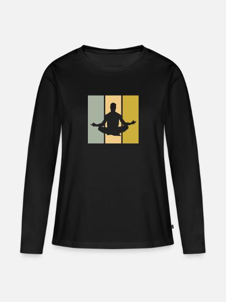 Meditation - Frauen Premium Bio Langarmshirt - Schwarz