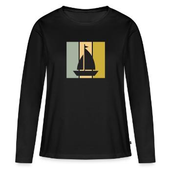 Navigation - T-shirt manches longues Premium bio Femme - noir - Devant - Julia (174cm)
