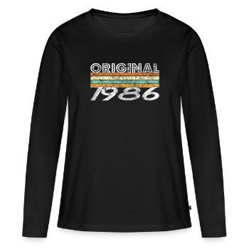 Original 1986 - T-shirt manches longues Premium bio Femme - noir - Devant - Julia (174cm)