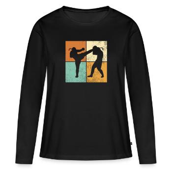 MMA - T-shirt manches longues Premium bio Femme - noir - Devant - Julia (174cm)