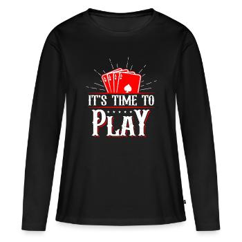 Blackjack classique Il est temps de jouer au croupier de casino - T-shirt manches longues Premium bio Femme - noir - Devant - Julia (174cm)