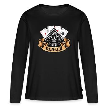 Jeu de cartes de jeu avec croupier de blackjack classique Casino - T-shirt manches longues Premium bio Femme - noir - Devant - Julia (174cm)