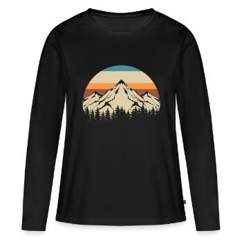 Retro Berge Tierwelt Wandern Outdoor Natur - Frauen Premium Bio Langarmshirt - Schwarz - Vorne - Julia (174cm)