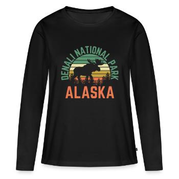 Parc national Denali Alaska Moose Randonnée Nature - T-shirt manches longues Premium bio Femme - noir - Devant - Julia (174cm)