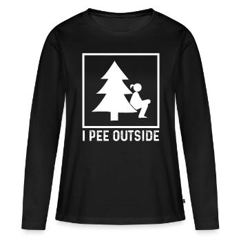 Ich pinkle draußen, Mädchenzeichen, Camping, Wandern, Im Freien - Frauen Premium Bio Langarmshirt - Schwarz - Vorne - Julia (174cm)