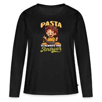 Pasta Lover Pasta ist die Antwort - Frauen Premium Bio Langarmshirt - Schwarz - Vorne - Julia (174cm)