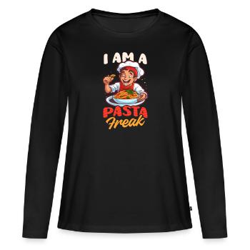 Pasta-Liebhaber Ich bin ein Pasta-Freak - Frauen Premium Bio Langarmshirt - Schwarz - Vorne - Julia (174cm)