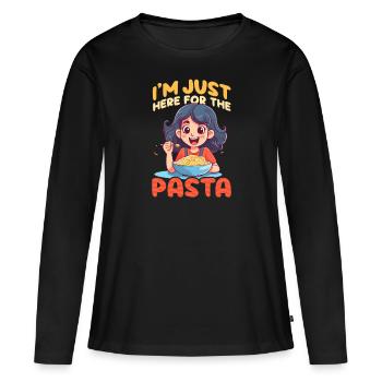 Pasta-Liebhaber hier für die Pasta - Frauen Premium Bio Langarmshirt - Schwarz - Vorne - Julia (174cm)