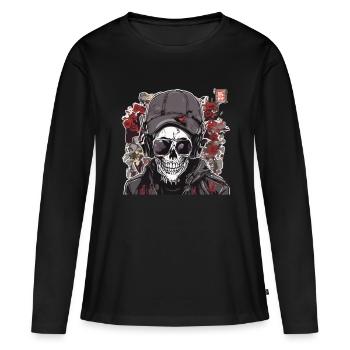 Crânes Crâne Crâne Crâne Os du crâne - T-shirt manches longues Premium bio Femme - noir - Devant - Julia (174cm)