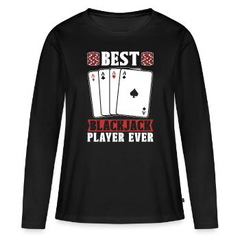 Classic Blackjack Meilleur joueur de Blackjack Gambling - T-shirt manches longues Premium bio Femme - noir - Devant - Julia (174cm)