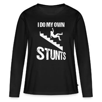 I Do My Own Stunts | Cool Clumsy Stuntman Joke - Women's Premium Organic Long Sleeve Shirt - black - Front - Julia (174cm)