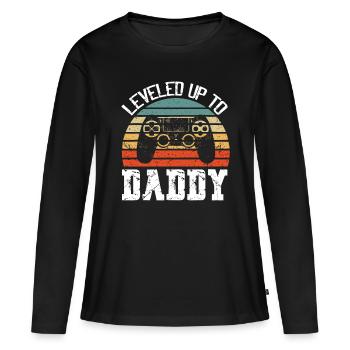 New Dad Fathers day Leveled up to Daddy - Women's Premium Organic Long Sleeve Shirt - black - Front - Julia (174cm)