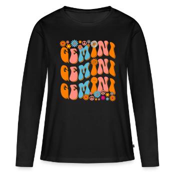 Retro Hippie Zwillinge Geburtstag - Frauen Premium Bio Langarmshirt - Schwarz - Vorne - Julia (174cm)