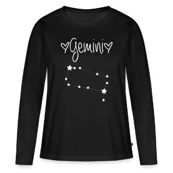 Horoscope du signe du zodiaque Gémeaux Astrologie Mai Juin - T-shirt manches longues Premium bio Femme - noir - Devant - Julia (174cm)