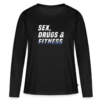Drogues sexuelles et fitness - T-shirt manches longues Premium bio Femme - noir - Devant - Julia (174cm)