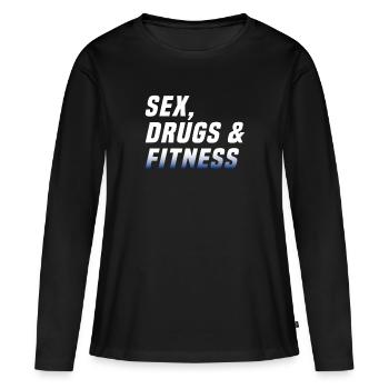 Drogues sexuelles et fitness - T-shirt manches longues Premium bio Femme - noir - Devant - Julia (174cm)