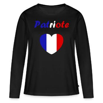 PATRIOTE - T-shirt manches longues Premium bio Femme - noir - Devant - Julia (174cm)