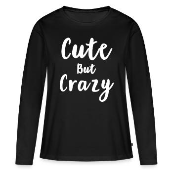 Design sarcastique mignon mais fou - T-shirt manches longues Premium bio Femme - noir - Devant - Julia (174cm)
