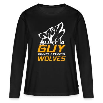 Rétro juste un gars qui aime les loups cool - T-shirt manches longues Premium bio Femme - noir - Devant - Julia (174cm)