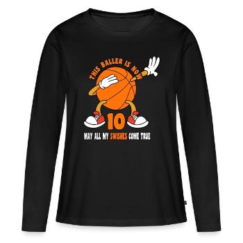 10 ans Joyeux 10e anniversaire Basketball 10e - T-shirt manches longues Premium bio Femme - noir - Devant - Julia (174cm)