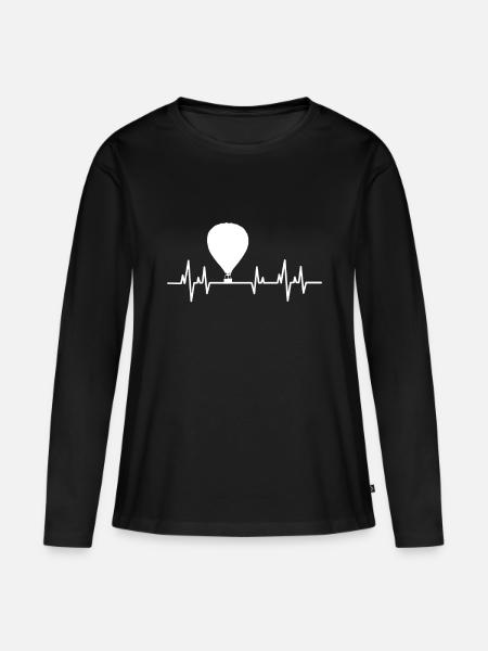 Heißluftballon - Frauen Premium Bio Langarmshirt - Schwarz