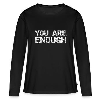 Salut chrétien en détresse Citation positive Vous - T-shirt manches longues Premium bio Femme - noir - Devant - Julia (174cm)