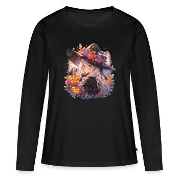 Sorcière Sorcière Sorcière Halloween Tenue de Sorcière - T-shirt manches longues Premium bio Femme - noir - Devant - Julia (174cm)
