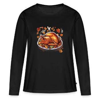 Action de grâce - T-shirt manches longues Premium bio Femme - noir - Devant - Julia (174cm)