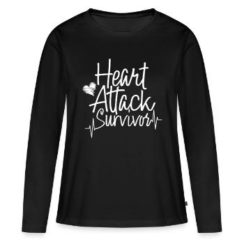 Herzinfarkt-Überlebender Herzoperation überlebt - Frauen Premium Bio Langarmshirt - Schwarz - Vorne - Julia (174cm)