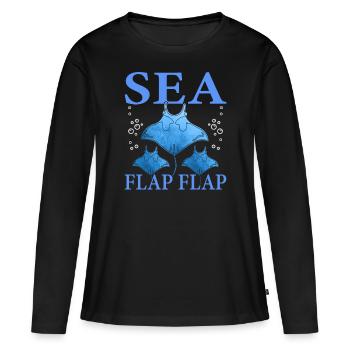 Manta Ray Sea Flap Flap Manta Ray Lover - Women's Premium Organic Long Sleeve Shirt - black - Front - Julia (174cm)