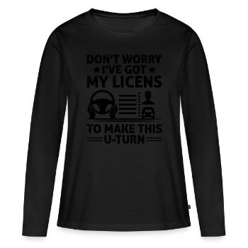 Permis de conduire passé Nouveau permis de conduire S - T-shirt manches longues Premium bio Femme - noir - Devant - Julia (174cm)