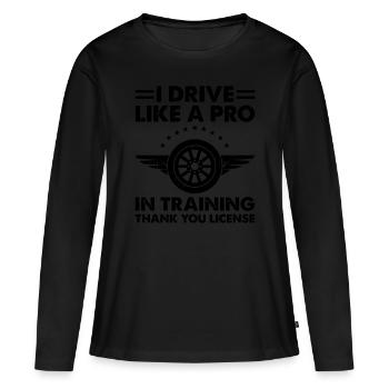Permis de conduire passé Nouveau permis de conduire S - T-shirt manches longues Premium bio Femme - noir - Devant - Julia (174cm)