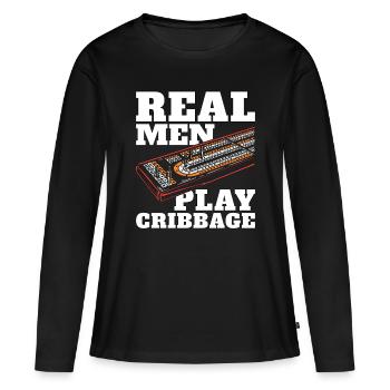 Cribbage Real Men Play Cribbage Loves Board Game - Frauen Premium Bio Langarmshirt - Schwarz - Vorne - Julia (174cm)