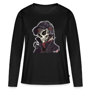 Crânes Crâne Crâne Crâne Os du crâne - T-shirt manches longues Premium bio Femme - noir - Devant - Julia (174cm)