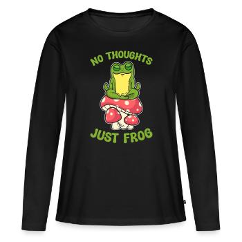 Keine Gedanken, nur Frosch - Frauen Premium Bio Langarmshirt - Schwarz - Vorne - Julia (174cm)