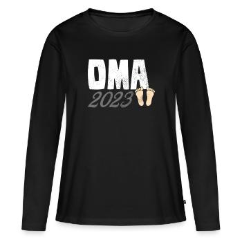 Oma 2023 - Frauen Premium Bio Langarmshirt - Schwarz - Vorne - Julia (174cm)