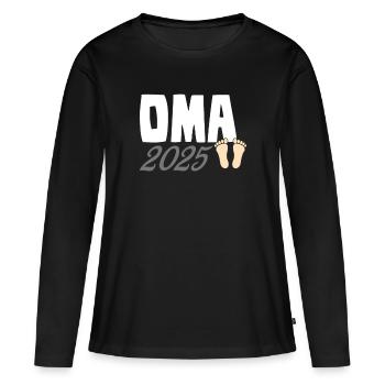 Oma 2025 - Frauen Premium Bio Langarmshirt - Schwarz - Vorne - Julia (174cm)