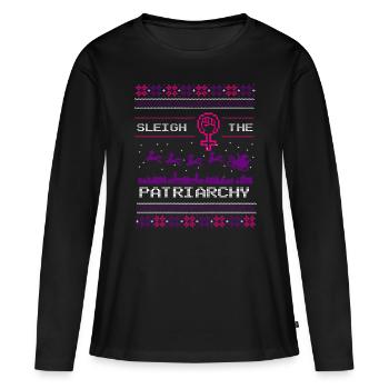 Traîneau Le Patriarcat - T-shirt manches longues Premium bio Femme - noir - Devant - Julia (174cm)