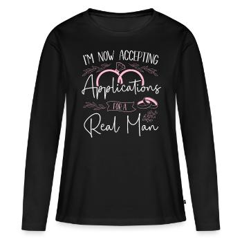 Happy Divorce Party I'm Now - Frauen Premium Bio Langarmshirt - Schwarz - Vorne - Julia (174cm)