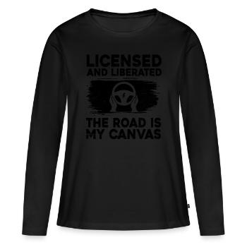 Permis de conduire passé Nouveau permis de conduire S - T-shirt manches longues Premium bio Femme - noir - Devant - Julia (174cm)